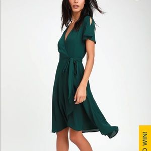 NWT! Lulus Rise to the Occasion Emerald Green Wrap Dress